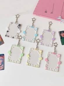 1个星形硬卡套，学生3英寸保护套，偶像小卡片展示挂件套装 - 彩色 - 查看 3