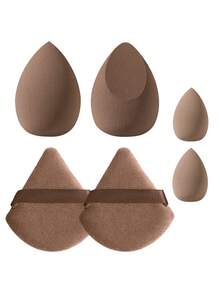 6pcs Makeup Sponge Set Includes 4 Ultra Soft Non-Absorbing Makeup Sponges + 2 Portable Triangle Powder Puffs, Soft & Skin-Friendly, Full Set With Storage - Multicolor - View 13