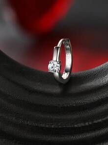 1PC 925 Sterling Silver Dainty Prong Setting Stud 18K Gold Plated Cartilagefour Claws Tragus Piercing Hypoallergenic Earring Jewelry Gift For Women Girls Daily Wear Wedding Party Engagement ﻿ - Silver - View 3