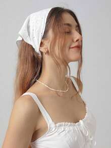 AuraLois 1pc Original Embroidered Flower Patterned Headwrap With Rolled Edge For Women, Perfect For Daily Wear And Travel Hair Band Turban Headband Sweatband, School Stuff, College, Headbands Fall Winter Hair Accessories For Women For Vacation Outfits Woman Elegant Scarf Women Bandana Soft Headwrap Coquette Vintage Embroidered Eyelet Headscarf, Dainty White Floral Turban Headwrap, Soft Cotton Blend Hair Band,   Viral Cottagecore Aesthetic Hair Accessory, Perfect St. Patrick's Day, Easter & Mother's Day Gift, Ideal For Vacation, Brunch, Back To School & Daily Wear For Women - màu đen - Xem 4