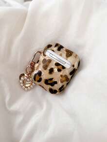 Leopard Print Headphone Case With Pearl Heart Shaped Pendant - Multicolor - View 4