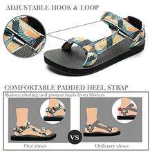 Womens-Sport-Sandals Hiking Sandals With-Arch-Support Webbing-Outdoor-Beach-Water-Sandals For Travel-Walking-Trekking-Camping - 黑綠色 - 查看 4
