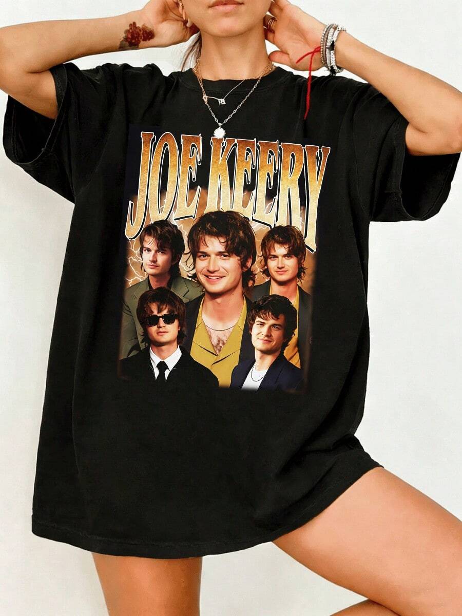 Joe Keery Bootleg Vintage Shirt, Retro 90s Joe Keery Shirt, Joe Keery Gift For Fans, Gift For Her, Joe Keery Fan Shirt - màu đen - Xem 1