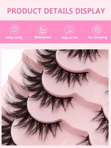 7对自然猫眼3D仿貂毛假睫毛，纤长轻盈，柔软蓬松，浓密纤长，质地柔软，尾部微微上扬，拉长眼型。 - 黑色 - 查看 5