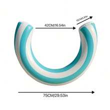 1pc Inflatable Curved Swimming Pool Float - Waterproof And Durable, Safer. Made Of PVC Material. Essential For Summer Swimming And Entertainment. Tropical Beach, Palm Tree And Cloud Pattern Design. Suitable For Inflatable Swimming Pool Float Use In Summer. - Multicolor - View 3