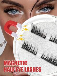 Asiteo 2Pairs Magnetic Lashes Half Eyelashes No Glue Short Magnet Eyelash Natural Look Cat Eye Half Lashes Reusable Magnetic False Eyelashes Adhesive-Free For Eyelash Extensions,Suitable For Slouchy People,Makeup Blogger,Giving Gifts To Women Strip Lashes, Lashes, Eyelashes,Fake Lashes,Magnetic Eyelashes,Magnetic Eyelashes Natural Look,Gift For Women,Girls,Party Supplies,Wedding Gifts - Black - View 2