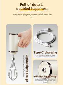 Wireless Handheld Electric Egg Beater, 5-Speed Variable Frequency Cream Mixer, Ultra-Quiet Baking Tool For Cake, Mousse, Whipped Cream - Rechargeable, Lightweight - Multicolor - View 5