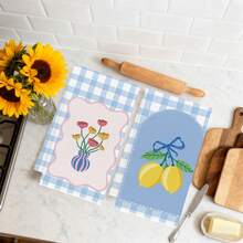 Bộ 2 khăn lau bếp họa tiết hoa lá và chanh kẻ caro xanh lá cây, kích thước 40*60cm, mềm mại, thấm hút tốt, phong cách trang trí nhà nông thôn, quà tặng tân gia, phù hợp cho nhà bếp và phòng tắm, tuyệt vời cho các bà nội trợ và những buổi họp mặt gia đình, giá trị cao. - Mầm xanh - Xem 7
