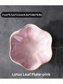 1pc Ceramic Lotus Leaf Design Jewelry Tray, Decorative Desktop Storage Box For Rings, Earrings, Keys And Small Accessories, Suitable For Birthday, New Year And Valentine's Day Gifts - Multicolor - View 5