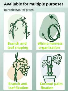 1/3/5m  Reusable Garden Tie Tape - Dual Sided Plant Support Straps For Climbing Vines, Tomato & Branches Green Plant Hook And Loop Straps 10M Roll|Adjustable Trunk Support Tape For Outdoor Gardening & Flower Binding Garden Straps 10M|Weatherproof Plant Training Tape For Vine Shaping & Cable Management - 多色 - 查看 1