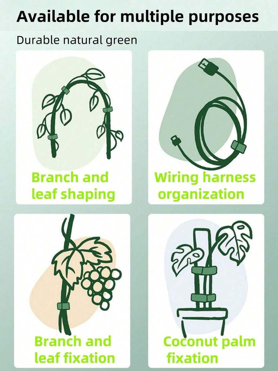 1/3/5m  Reusable Garden Tie Tape - Dual Sided Plant Support Straps For Climbing Vines, Tomato & Branches Green Plant Hook And Loop Straps 10M Roll|Adjustable Trunk Support Tape For Outdoor Gardening & Flower Binding Garden Straps 10M|Weatherproof Plant Training Tape For Vine Shaping & Cable Management - 多色 - 查看 1