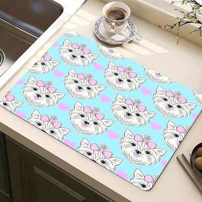 1 件装厨房台面吸水垫，吸水性强，防滑咖啡垫，耐热台面装饰，适用于咖啡吧、餐桌，多种款式可选