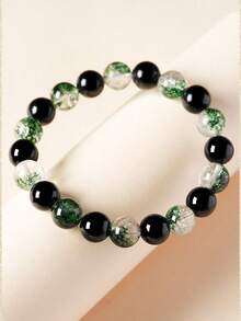 Pulsera de obsidiana negra y fantasma verde, prosperidad y buena fortuna, carrera próspera, joyería espiritual de cristal de energía para mujeres y hombres - Multicolor - Ver 10