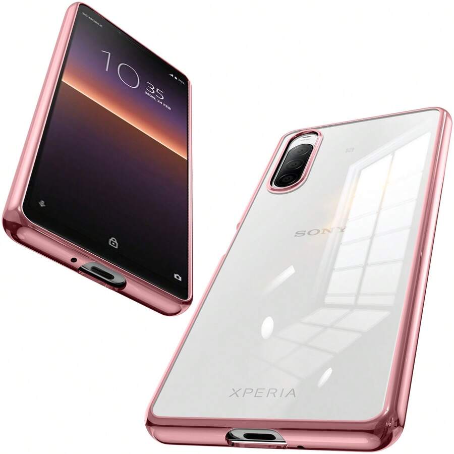 Xperia 10 II ケース クリア スマホケース 透明 薄型 ソフト TPU 耐衝撃 メッキ加工 ストラップホール付き 軽量 - ローズゴールド - チェックする 1