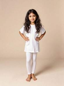 Bộ 3 quần legging mỏng màu trơn cho trẻ em, đa năng, có thể mặc lót hoặc mặc ngoài, thích hợp cho mùa xuân/thu. - trắng - Xem 6