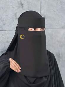 1pc Women's Muslim Composite Gauze Tie Bandana Face Mask, Comfortable Soft UV Protection Multipurpose Face Covering, Suitable For Daily Matching, Abaya+ - Multicolor - View 16