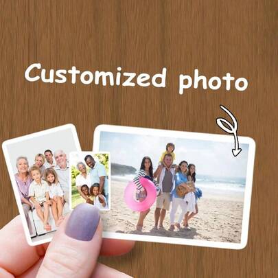 Nhãn dán ảnh hình chữ nhật tùy chỉnh, nhãn dán ảnh vinyl cá nhân hóa, nhãn dán ảnh gia đình, quà tặng sáng tạo cho gia đình, người yêu, bạn bè và người thân, quà tặng sinh nhật và ngày lễ, ảnh chân dung gia đình, không gian ấm cúng, vẻ đẹp mùa đông.
