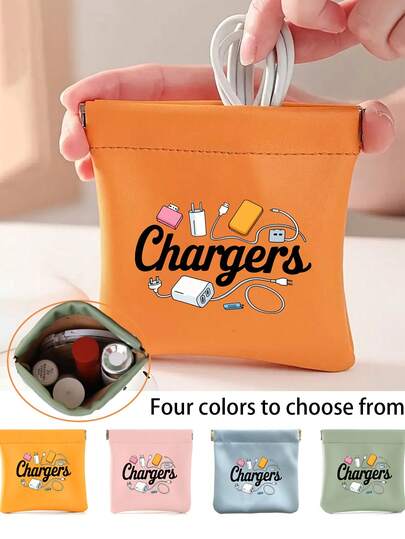 1pc Printed Charger And Cable Pattern Storage Bag,Digital Bag,A Portable Organizer For Data Cables, Usb Drives, Power Banks, Suitable For Office Use, Travel, And More,As Well As Fashionable Personalized Cosmetic Bag, Student Stationery Bag, Travel Toiletry Bag, Compact Practical Digital Organizer Bag Or Sorting Storage Bag.