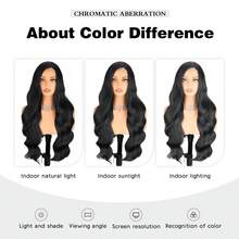 28 Inch Synthetic Side Part Wavy Long Black Wig, Suitable For Daily, Party, Halloween, Masquerade Ball, Natural Looking And Heat Resistant - Black - View 9