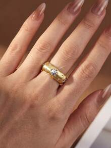 1pc S925 & 925 Sterling Silver Fashionable Alluring Matte Star Zirconia Ring, Elegant Luxury Women's Party Ring, Anniversary Gift, Valentine's Day Gift, Everyday Wear Jewelry For Women - Brushed Eight-pointed Star Ring - View 3