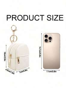 "Mini Backpack Keychain For Women, Cute Bag Keyring, Coin Pouch, Card Holder & Cable Organizer – Zipper Storage, Perfect For All Seasons" - Black - View 5