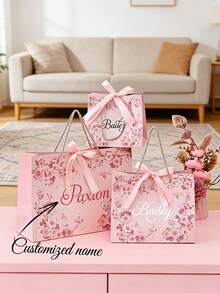 Individuelle Geschenktüten, personalisierte Geschenktüten mit Namen, Geburtstags-Geschenktüten, Hochzeits-Geschenktüten, Brautjungfern-Geschenktüten, Hochzeits-Gastgeschenke, Alternativen zu Geschenkboxen, wiederverwendbar, elegant, geeignet für Ostern, Muttertag, Jahrestag, geschenkfertig - Verschiedenfarbig - Übersicht 3