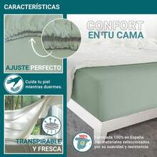 Ecommerc3 Fitted Sheet, Cotton, For Beds From 80 To 200 Cm, Elasticated Perimeter, Wide Variety Of Colors - Green - View 6