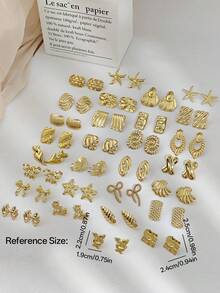 8 Pairs Multi-Style Classic Earring For Women, Asymmetric Geometric, Bow, Starfish, Star Shaped Earrings, Stainlees Steel Jewellery For Women, Festival , Holiday , Mothers Day Easter Gifts, Daily, Wedding Party Chunky Jewelry For Women - Multicolor - View 3