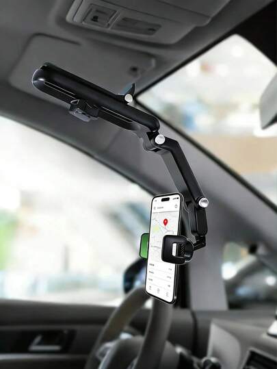 Universal Sun Visor Cell Phone Holder – 360° Rotatable Car Phone Mount For Navigation & Rear Seat Entertainment – Compatible With IPhone, Galaxy & All Smartphones (Black)