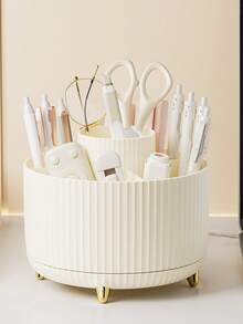 1pc 360° Rotating Desktop Makeup Brush Holder With 4 Golden Horns, Makeup Organizer Rack For Storing Eyeshadow, Lipstick, Brushes, Use In Room, Home, Bedroom, Bathroom, Desk, Accessories, Unique Gift - 彩色 - 查看 4