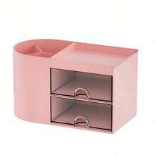 1 Stück Schreibwaren Aufbewahrungsbox, Bürobedarf Box, Schreibtisch Organizer Box mit Schublade, Stifthalter, geeignet für Visitenkarten, Stifte, Bleistifte, Haraccessoires, Schreibwaren Regal Aufbewahrungsbox (Weiß, Pink, Blau) - Verschiedenfarbig - Übersicht 15