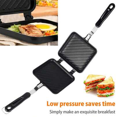 1pc Sandwich Maker, Grilled Sandwich And Panini Maker Pan With Non-Stick Plates, Ouble Sided Hot Toasted Sandwich Maker Breakfast Frying Pan For Outdoors Camp Home Kitchen