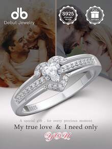 925纯银双层心形几何圆环戒指，适合女性作为结婚订婚新娘首饰，情人节礼盒包装 - 簡約愛心 - 查看 10