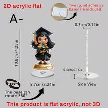 1/2pcs360° Rotating Acrylic Graduation Ornament With Bouquet And"Congratulations"Sign.Suitable For Desks,Bookshelves, Bedrooms - Rotating Ornaments - View 16