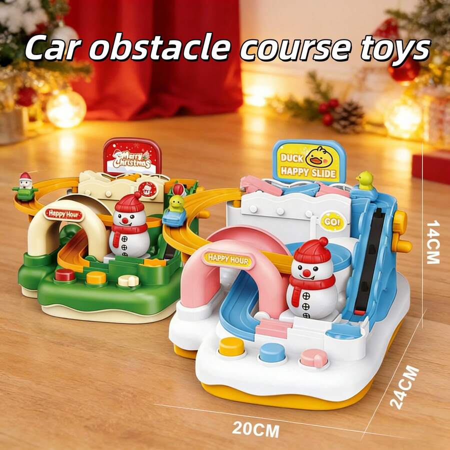 兒童聖誕雪人軌道遊戲組,火車軌道組裝障礙賽玩具,親子互動教育遊戲,多層級挑戰玩具,適合3歲以上男孩女孩的室內遊戲禮物,無需電池 - 彩色 - 查看 1