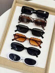 6pcs Copper-Tone Soft Color Full Frame Personalized Delicate Versatile Glasses Sets For Women, Suitable For Various Face Shapes, Ideal For Vacation, Shopping, Gatherings, Dates And Other Occasions - 6pcs 紋茶 - 查看 8