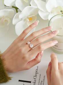 1pc LUCKYFOX Dry Battery Quartz Watch With Ring Gift Set, Minimalist Casual Retro Business Style Zinc Alloy Watch Bracelet With Pearl, Luxury Gift Box Includes Greeting Card, Suitable For Holidays, Valentine's Day Gifts - Gold - View 7