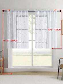 1 pièce Rideau transparent brodé, motif floral, avec poche pour tringle, en fibre de polyester avec protection UV et respirabilité, convient pour le salon, la chambre à coucher, la salle à manger - Blanc - Voir 52