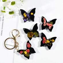 24-Cavity Butterfly Heart Star Moon Pendant Keychain Silicone Molds, Jewelry Resin Casting Mold With Hole - Default - View 5