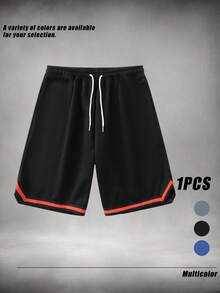 1 Stück Herren American Basketball Shorts, leichte, luftige Sommer-Sporthose, atmungsaktiv und schnelltrocknend, lässige knielange Shorts - Rot - Übersicht 7