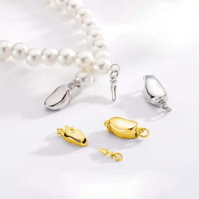 2pcs Jewelry Connecting Clasps, Silver Pea Clasps, Treasure Clasps Suitable For DIY Jewelry Accessories, Bracelets, Necklaces, Jewelry Repair Parts, Pearl Bracelet Connecting Clasps