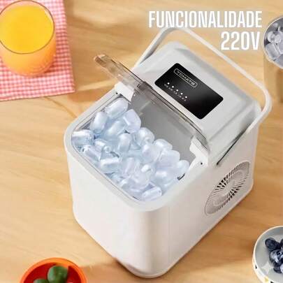 Máquina De Gelo 12kg Maior Qualidade Portátil Rápida Eficaz 220v 127v Branco