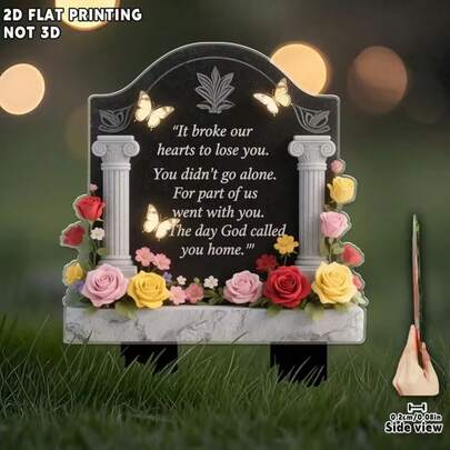 1pc Outdoor Acrylic Printed Memorial Garden Stake, Garden Decor Ground Stake, Cemetery, Lawn And Yard, Deep Remembrance And Sympathy, Sympathy Gift Choice, No Electricity Required
