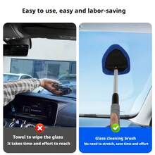 4pcs Car Window Cleaning Brush Set | 1pc Cleaning Brush + 3pcs Replacement Cloths, Retractable Super Soft Fiber Squeegee, Defogging, Universal, Auto Accessories, Car Cleaning Supplies - Cleaning Brush - View 9