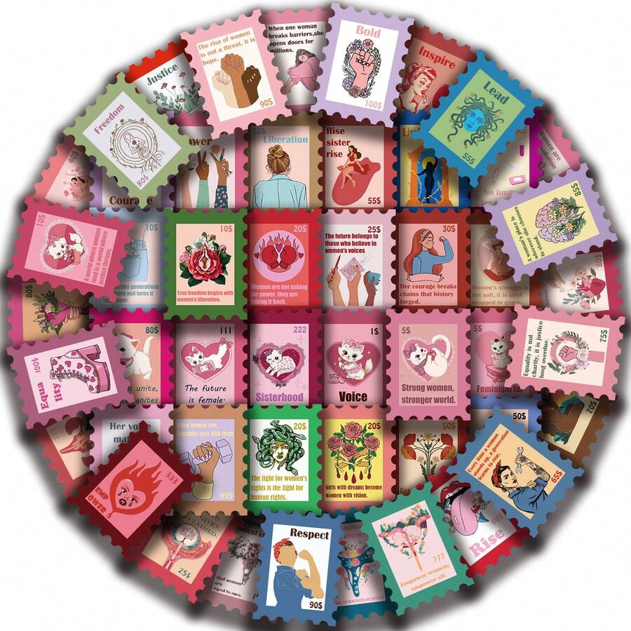 50pcs Stamp Stickers, Creative Graffiti Stickers, Office Supplies, Mobile Phone And Computer Stickers, High-Value, Durable, Exquisite, Cool Stickers, Fun, Classic, Colorful Cartoon Designs, Gift Decorations, Phone Case Decorations, Reusable, Colorful Cartoon Designs, Suitable For Water Bottles, Skateboards, Mobile Phones, Etc., Perfect For School Supplies And A Top Choice For Holiday Gifts. - 50pcs - View 1