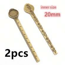 2 chiếc đế thước kẻ 20mm/18x25mm, khay đựng bookmark, đế cabochon, phôi cabochon và kính, phụ kiện làm trang sức DIY - Đánh dấu trang cơ sở - Xem 11