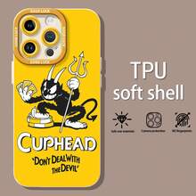 Personaje diablo negro en  amarillo.funda de teléfono Fundas compatibles con ,Apple,VIVO,OPPO,,, y Honor.Fabricadas en silicona TPU,ofrecen protección contra golpes y caídas. - Blanco - Ver 3