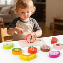 Bộ đồ chơi xếp hình nhà bếp bằng gỗ mới cho trẻ em, bộ đồ chơi cắt rau củ quả, đồ chơi nhập vai tự làm món ăn và đồ tráng miệng thực tế. - Nhiều màu - Xem 8
