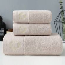 加厚加大款 100% 纯棉浴巾，酒店礼品，棉布批发，沙龙标志，跨境图案 - 白色 - 查看 13