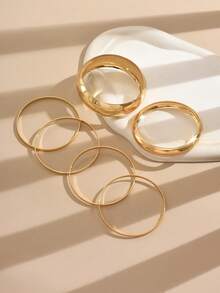 6件套夸张几何多层光滑手镯套装（女士款） - 幾何 - 查看 5